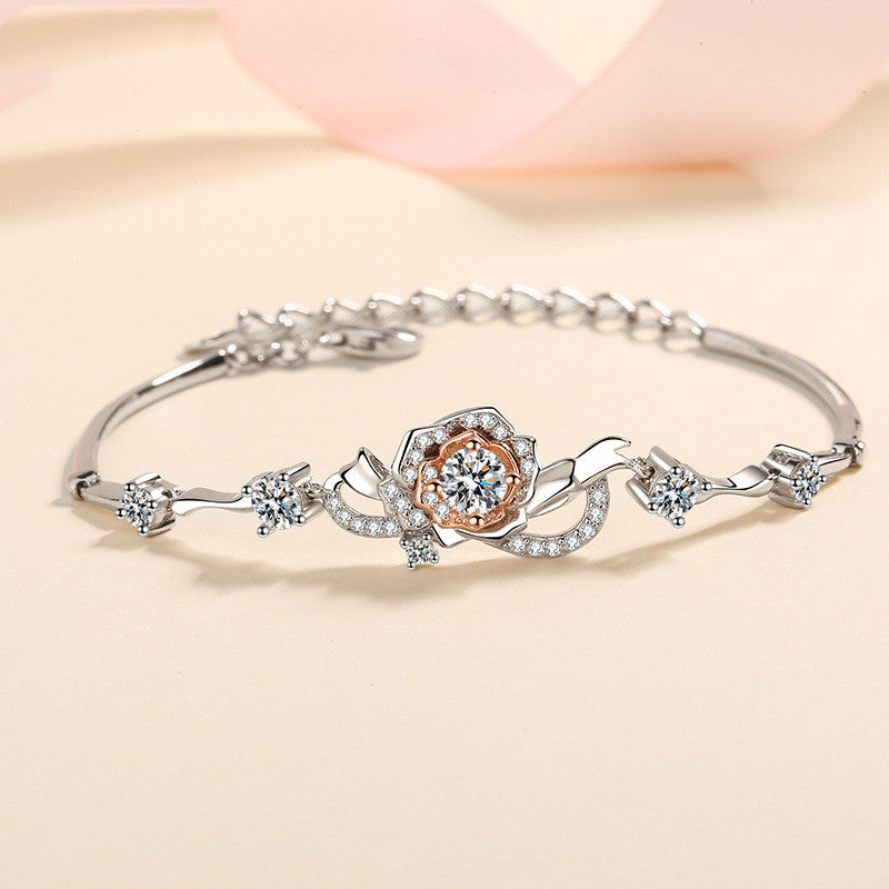 S925 Silver Floral Bracelet for Women